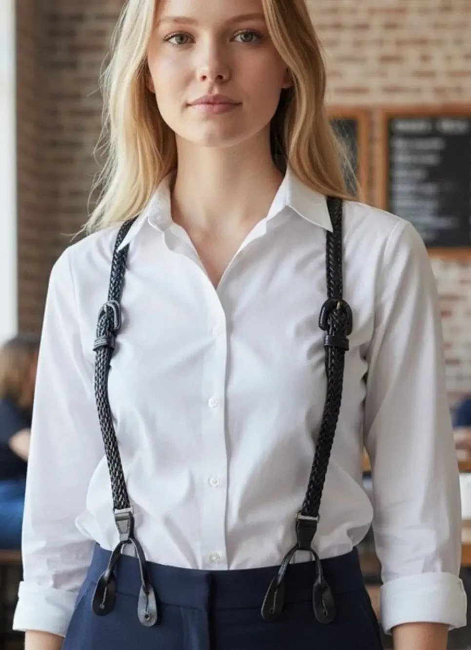 Vintage 90's Unique Braided Leather Suspenders